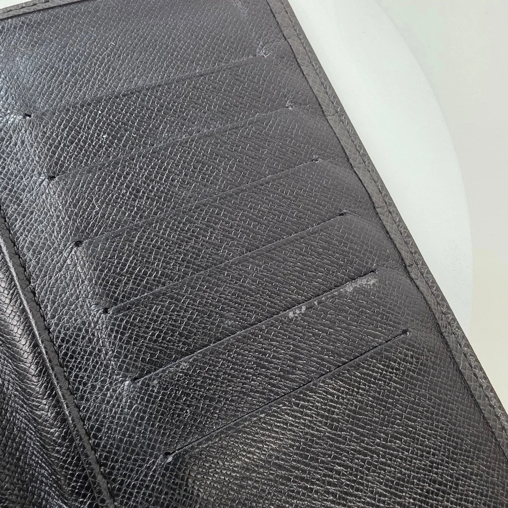 Louis Vuitton Brazza Taiga Wallet long Bifold Leather Black Slim